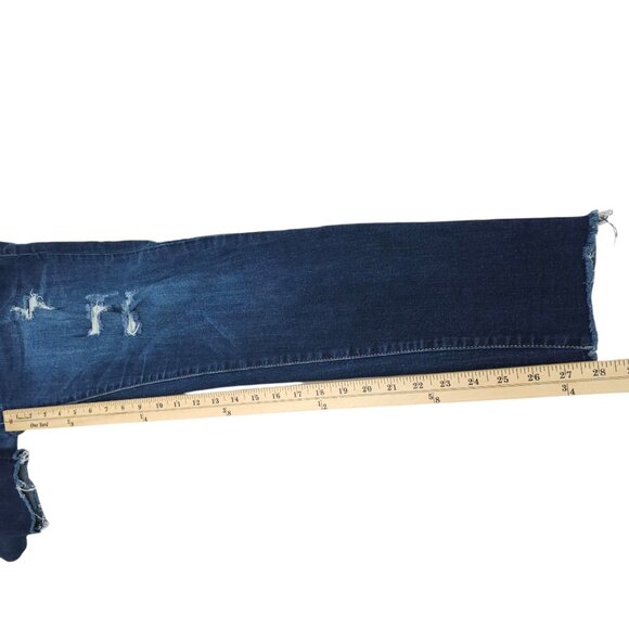 Kancan Distressed Ankle Jeans Womens 11/29 Straight Skinny Dark Wash Low Rise - Picture 5 of 15